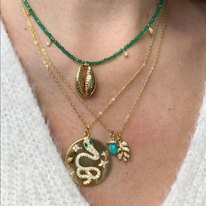 14k Gold over Sterling Silver CZ Snake Necklace